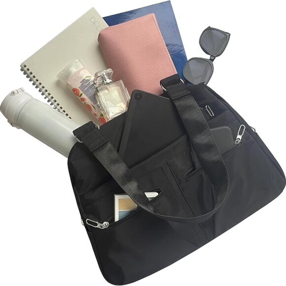 Waterproof Nylon Tote Bag Women Lightweight Travel Office Shoulder Purse - Picture 5 of 7